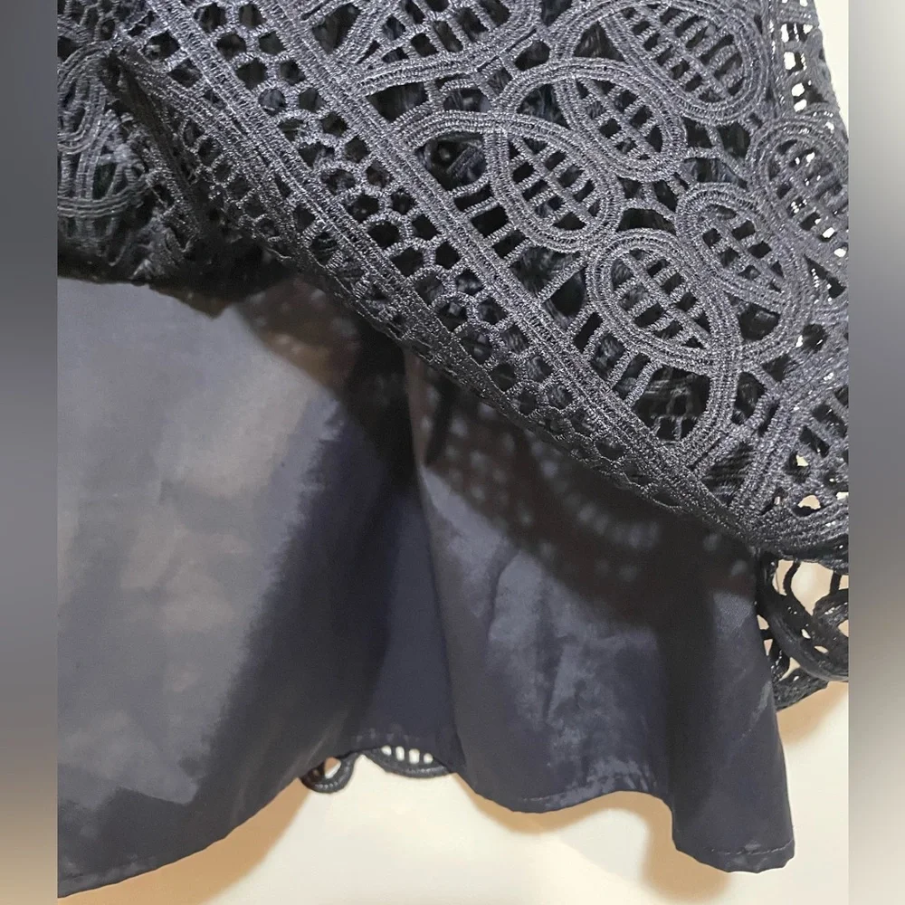 RSVP By Talbots Medallion Lace A-Line Navy Blue Dress Sz 16WP Wedding Formal EUC - Picture 5 of 10